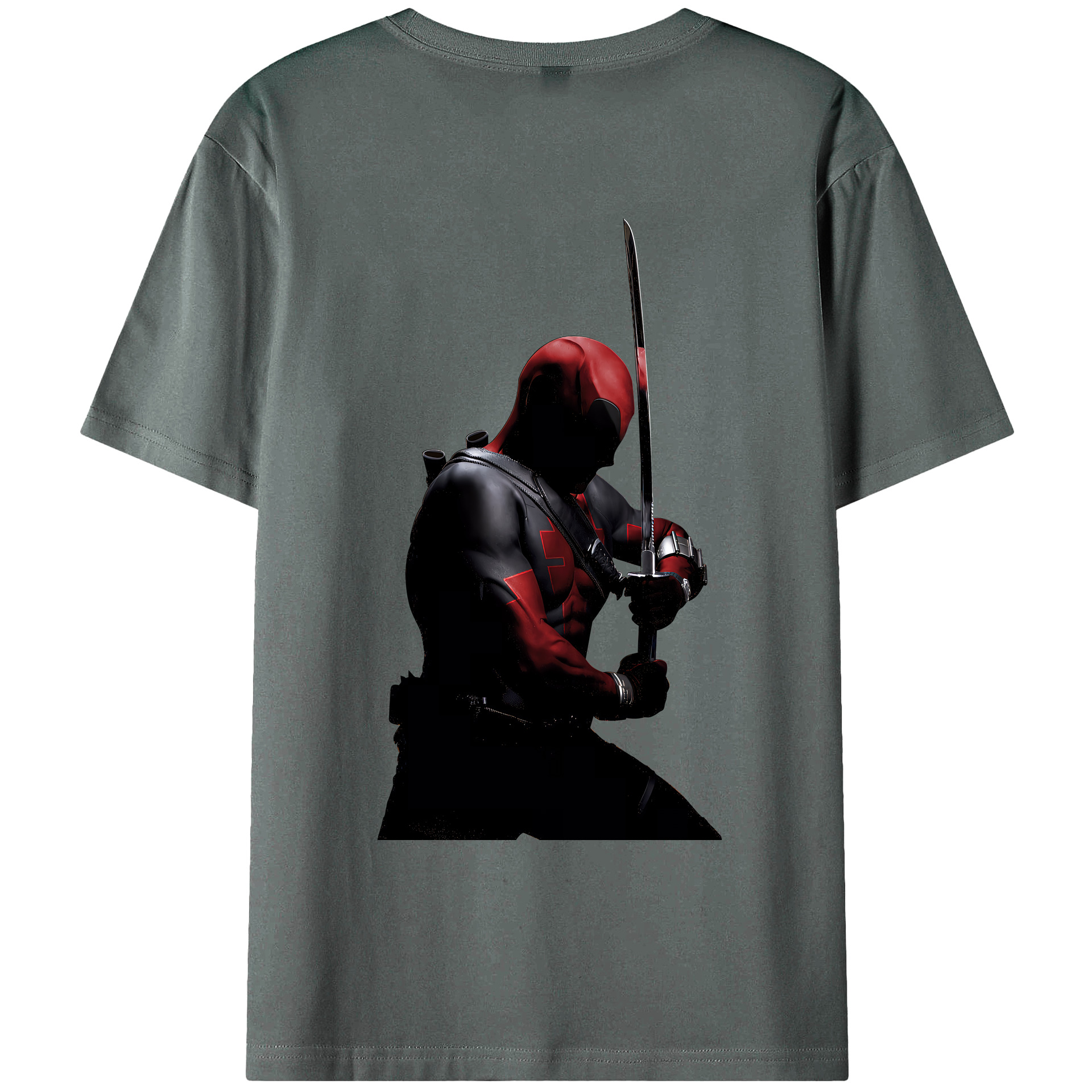 （画像用） Deadpool デッドプール 綿100％ メンズ半袖Tシャツ（バックプリント） 通気性